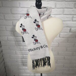 Mickey & Co Unisex Light Grey with Black Fringe Double Knit Scarf